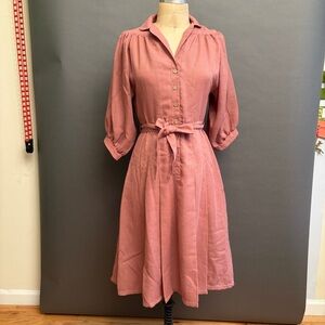 Vintage Pink Button-Up Dress